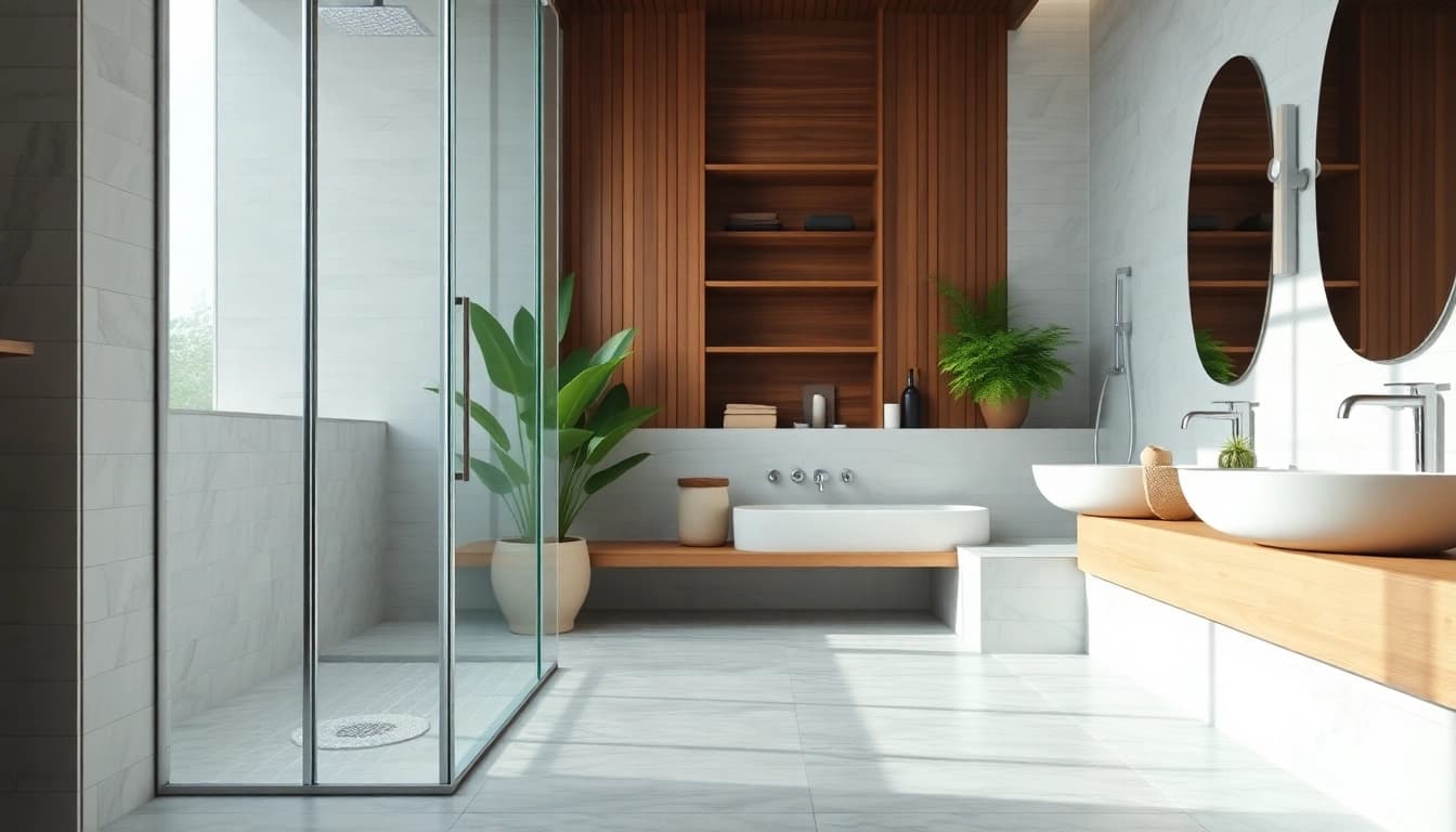 Experience elegant showers au in a modern bathroom setting with sleek designs and calming elements.