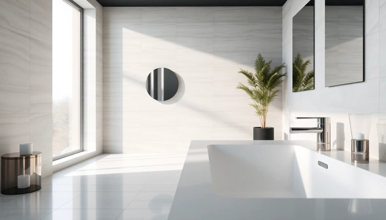 Ein modernes Badezimmer mit sonni sanitär Produkten, die elegantes Design und Funktionalität zeigen.