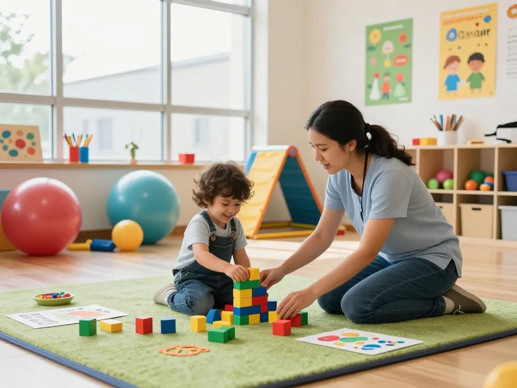 Child exploring sensory play at Advantage Therapy Norwes, in a bright, supportive therapy room.