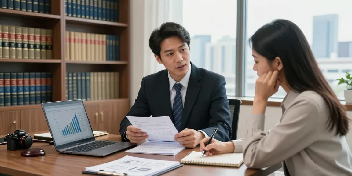전문 변호사가 고객과 개인회생 상담을 진행하는 모습, 상담이 원활하게 이루어지고 있는 장면을 담았습니다.