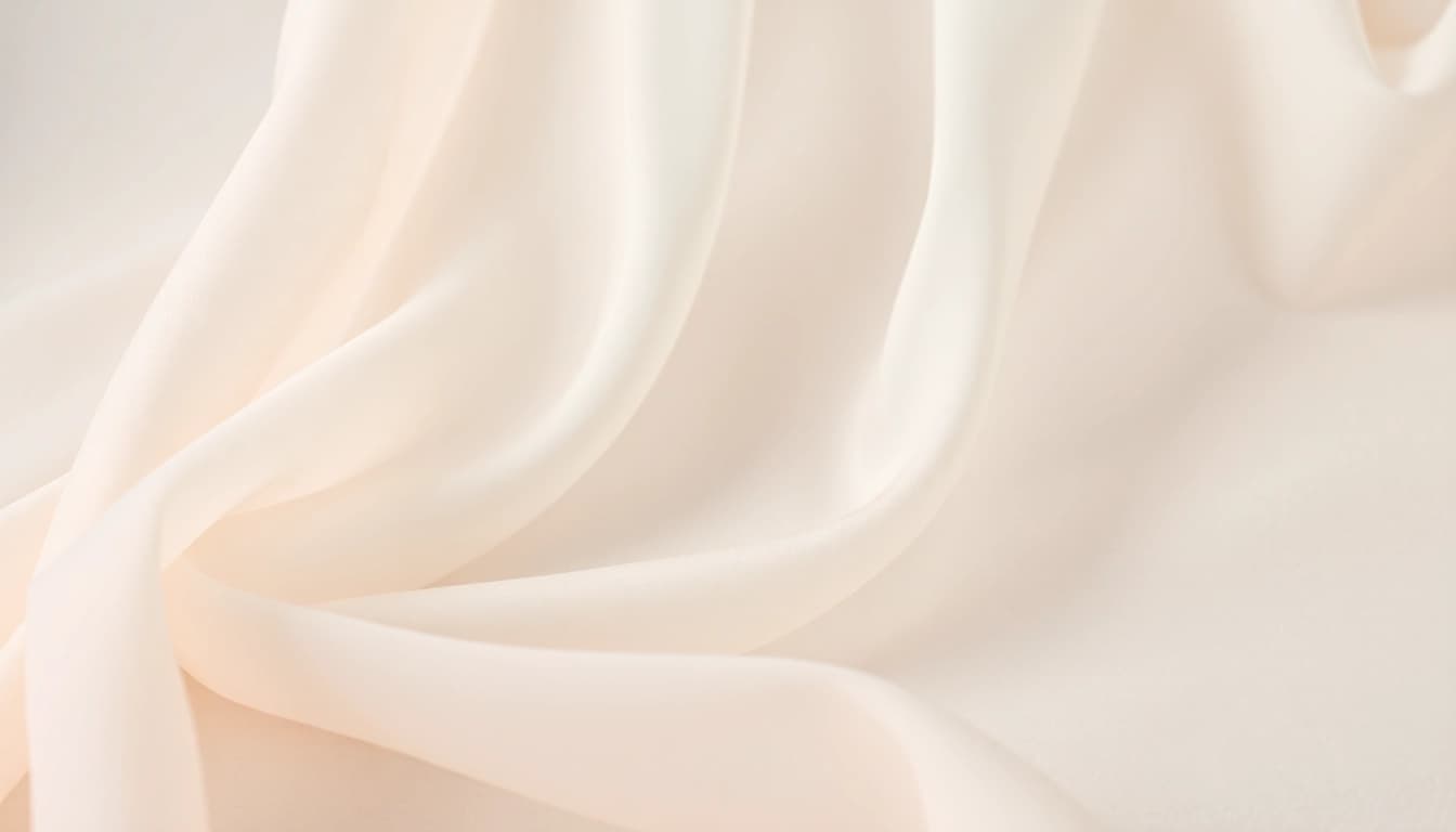 Mousseline stof elegant draped, highlighting de zachte textuur en glans.