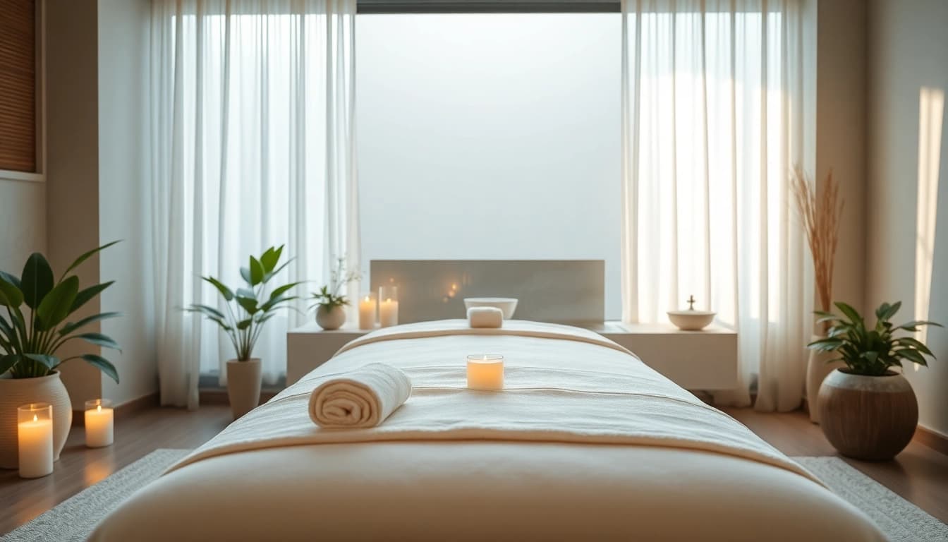 출장마사지 offering a serene massage experience in a tranquil room.