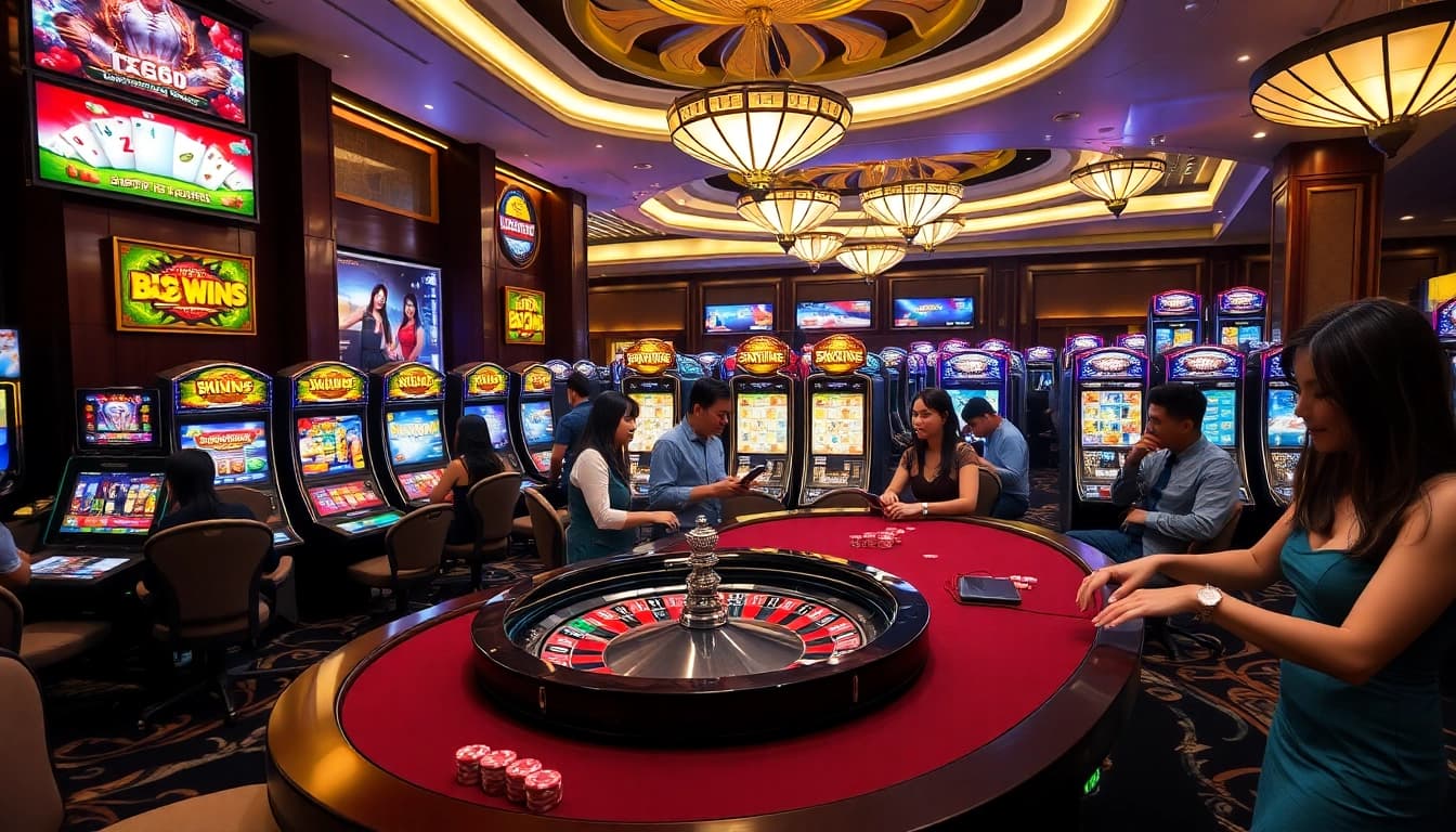 Engaged players enjoying thrilling games at XN88's vibrant casino.