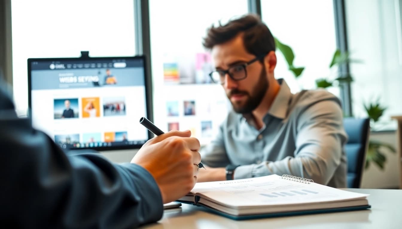 Create affordable web design essex with a professional web designer in a modern office.