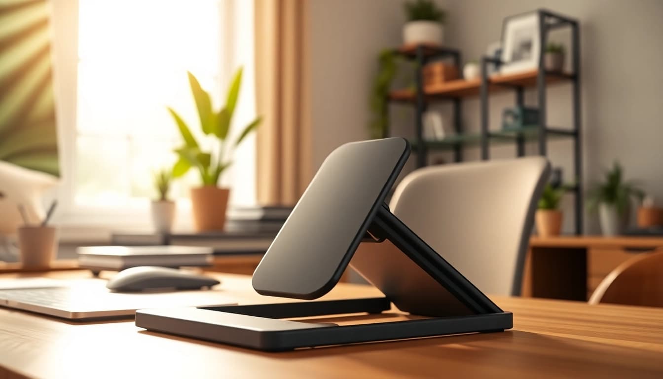 Enhance your posture support with a modern ergonomic office setup showcasing comfort.