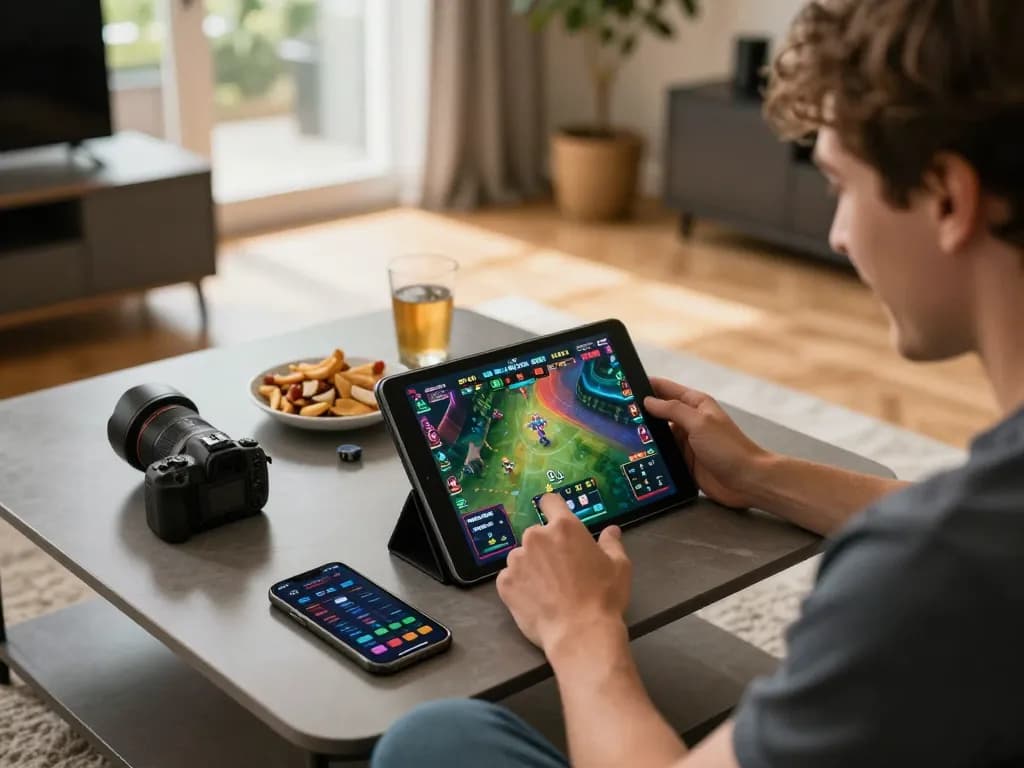 oksport betting excitement with okwintv trực tiếp on a tablet during a lively home viewing party