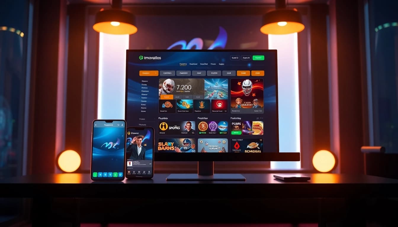 AF88 online gambling platform interface on smartphone and desktop showcasing vibrant games and user-friendly design.