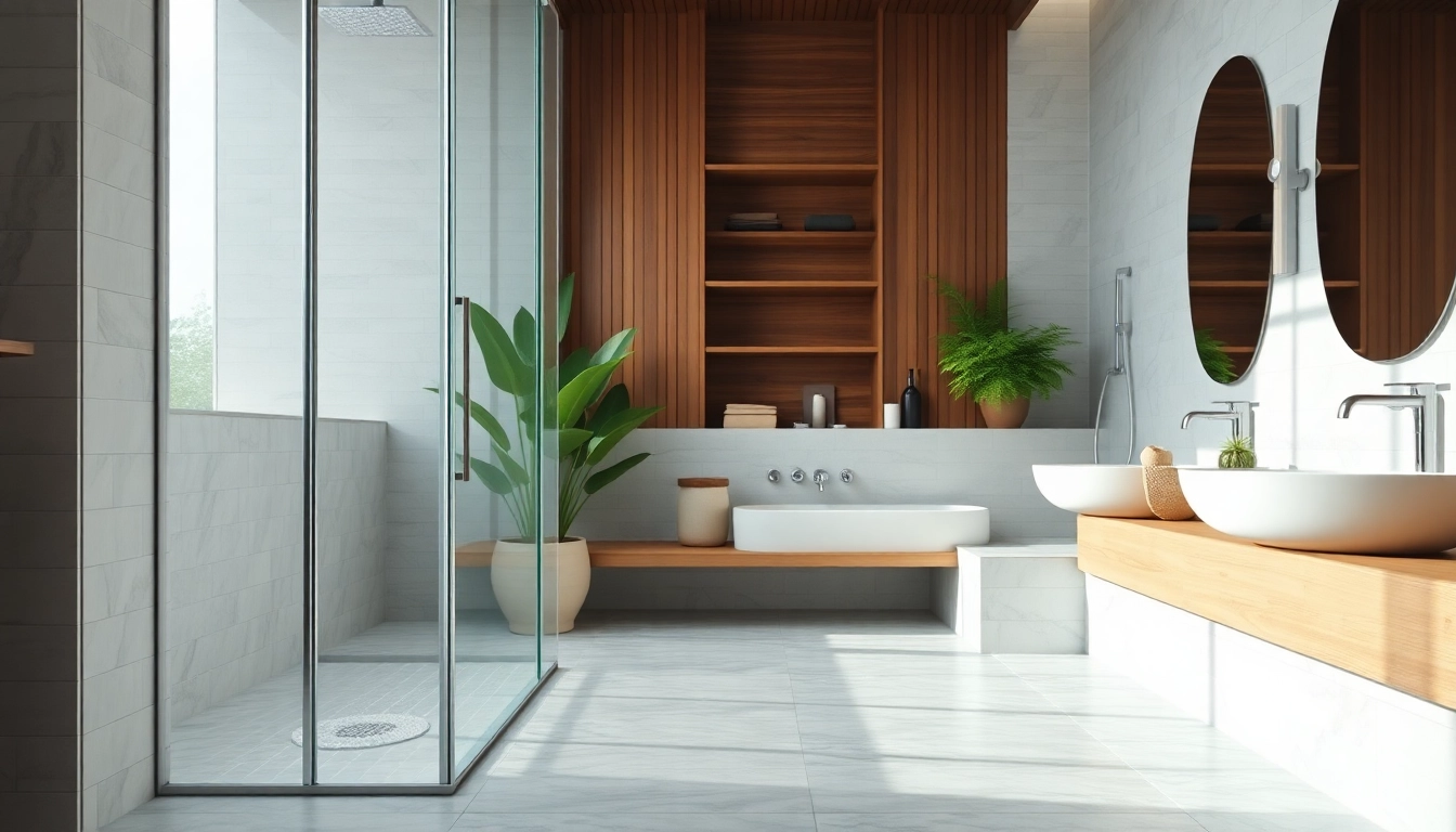 Experience elegant showers au in a modern bathroom setting with sleek designs and calming elements.