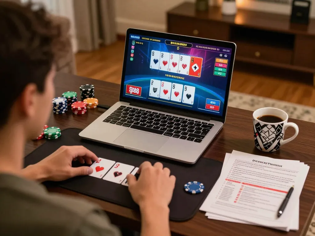 Player strategizing on tg88 during live dealer game on laptop with vibrant atmosphere