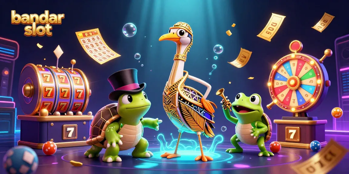 Engage in dynamic bandar slot action with colorful slot reels and vibrant characters.