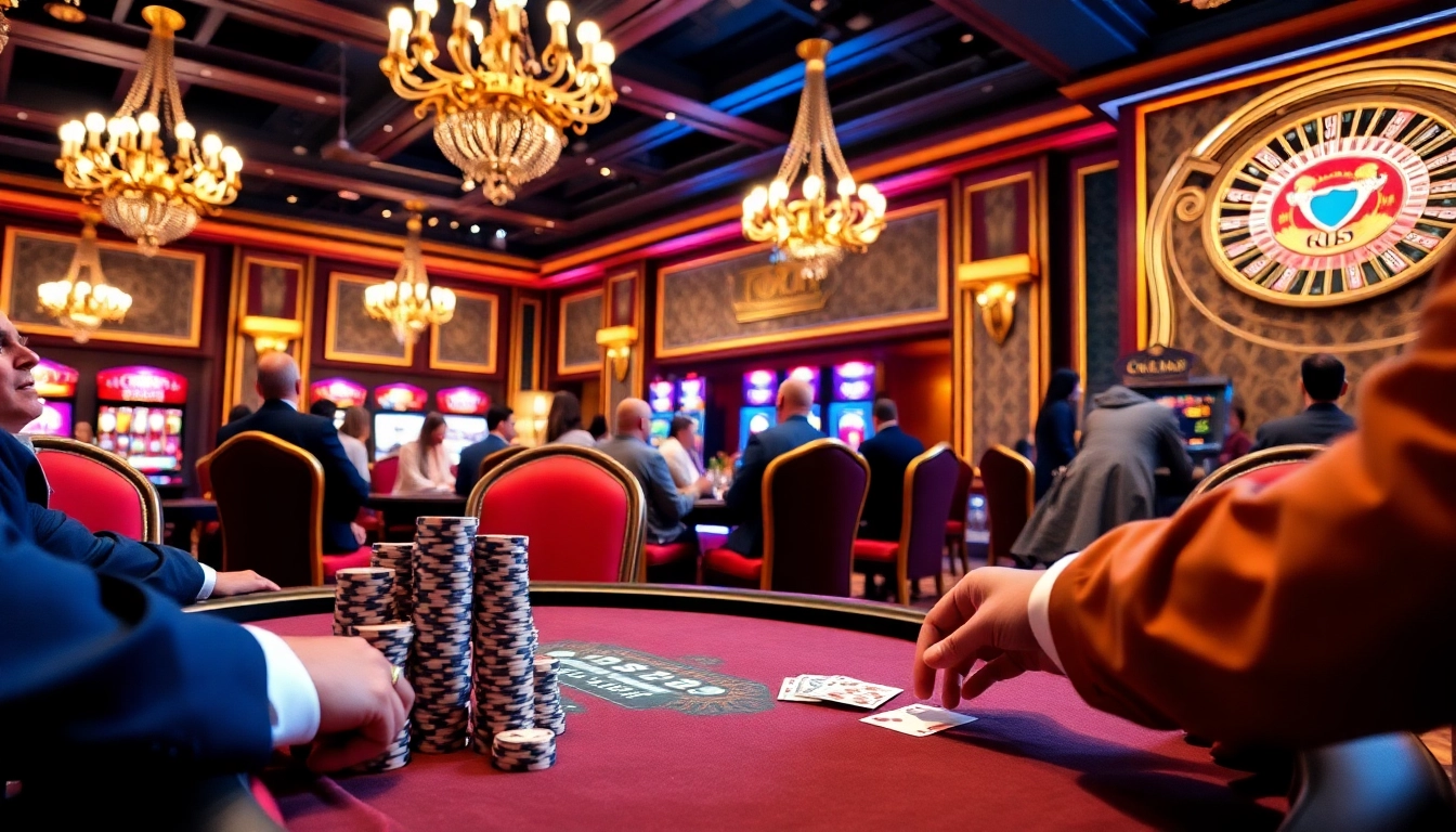 Experience high-stakes poker gameplay at QQ88COM casino, highlighting chips and elegant decor.