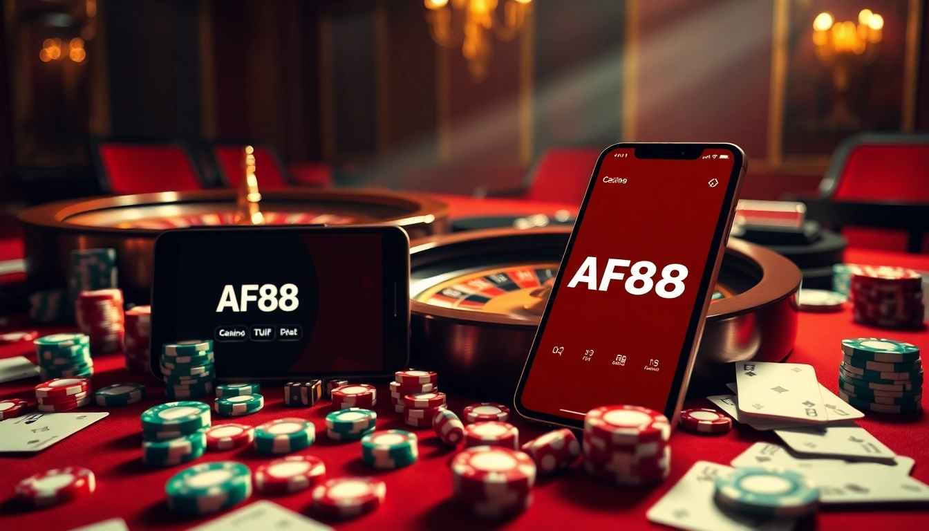 Experience thrilling gaming action with AF88's vibrant casino elements and modern interface.