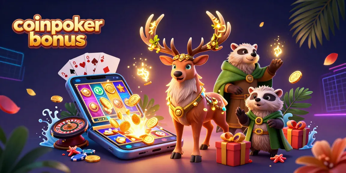 Découvrez le bonus CoinPoker en jouant avec des personnages fantastiques dans une scène dynamique de casino.