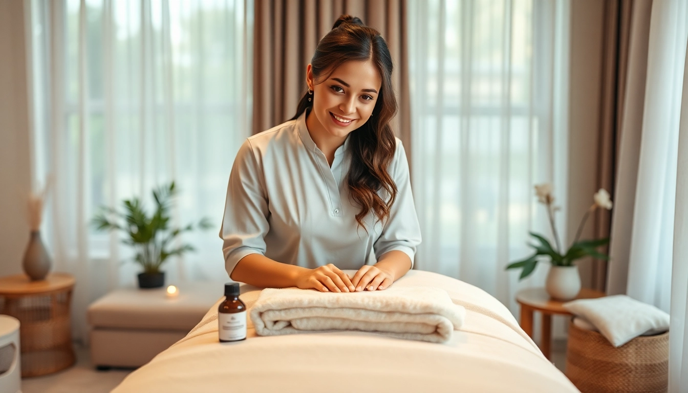 Experience a premium 출장마사지 in a serene home setting with a skilled, young therapist preparing a soothing atmosphere.