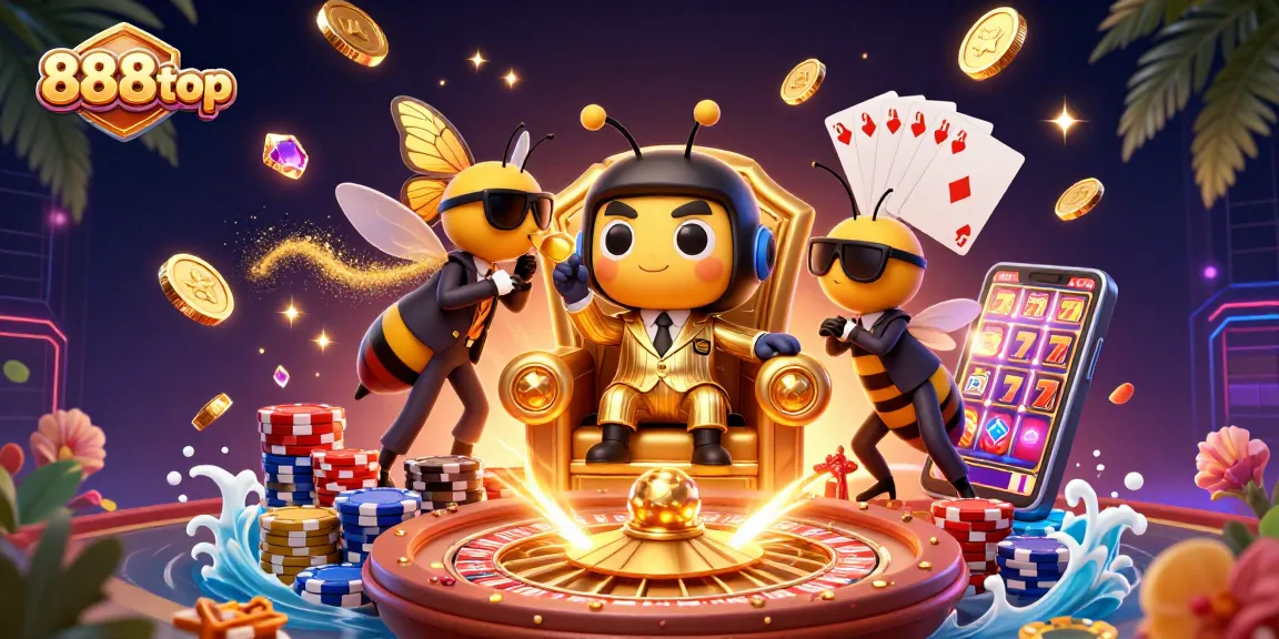 Engage with thrilling games at 888top, featuring rich visuals of a cartoon casino boss and dynamic game elements.