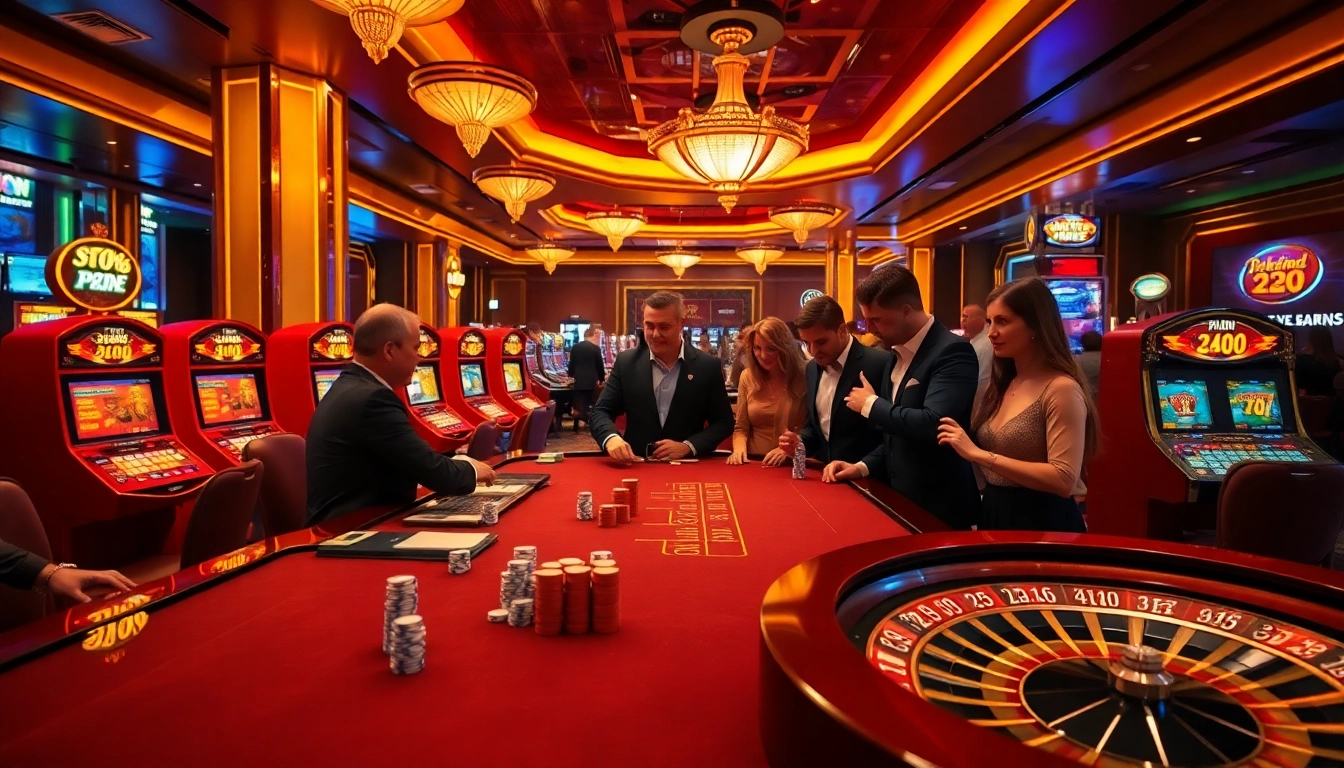 Experience thrilling gaming at OK365LV.COM with players enjoying poker and slot machines.