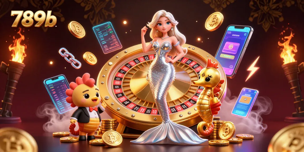 Bet and win big at 789b with a striking 3D casino scene featuring a glamorous mermaid and golden roulette.