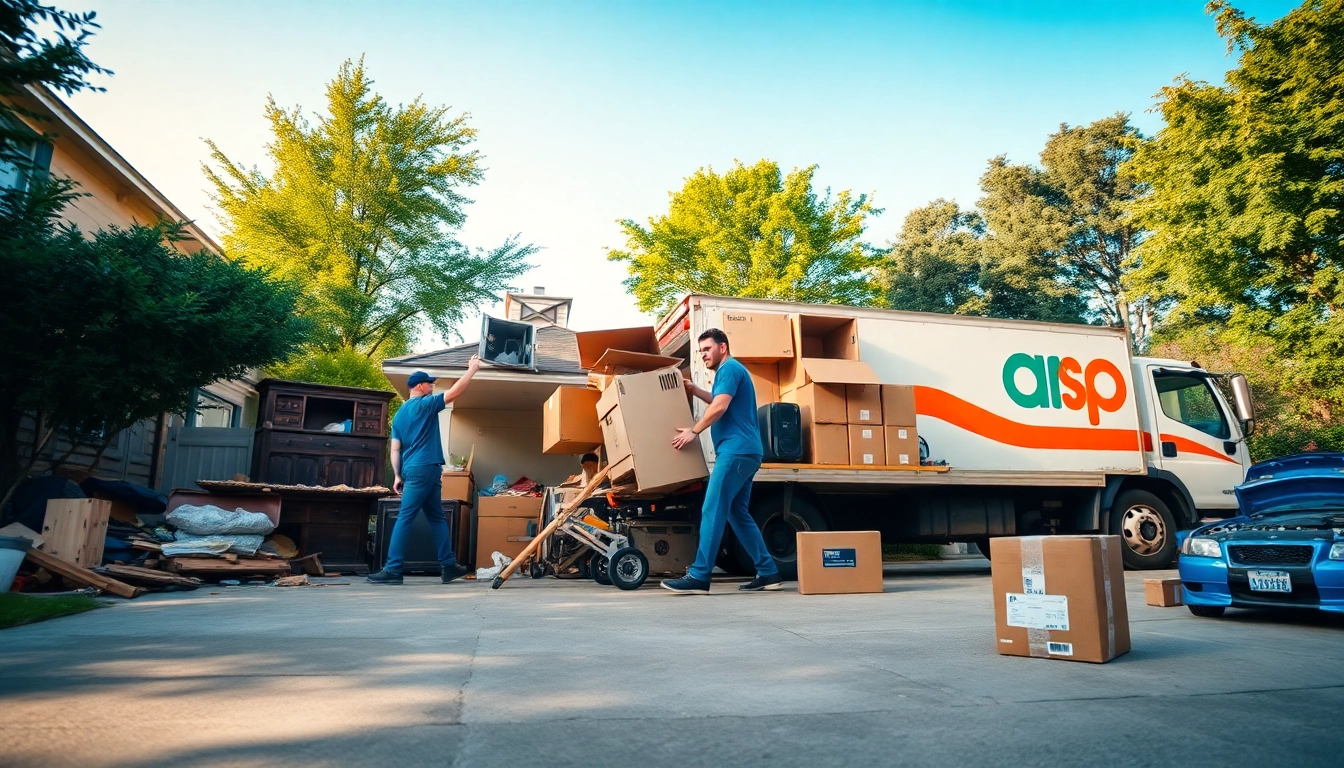 Efficient junk removal services team clearing unwanted items from a driveway.