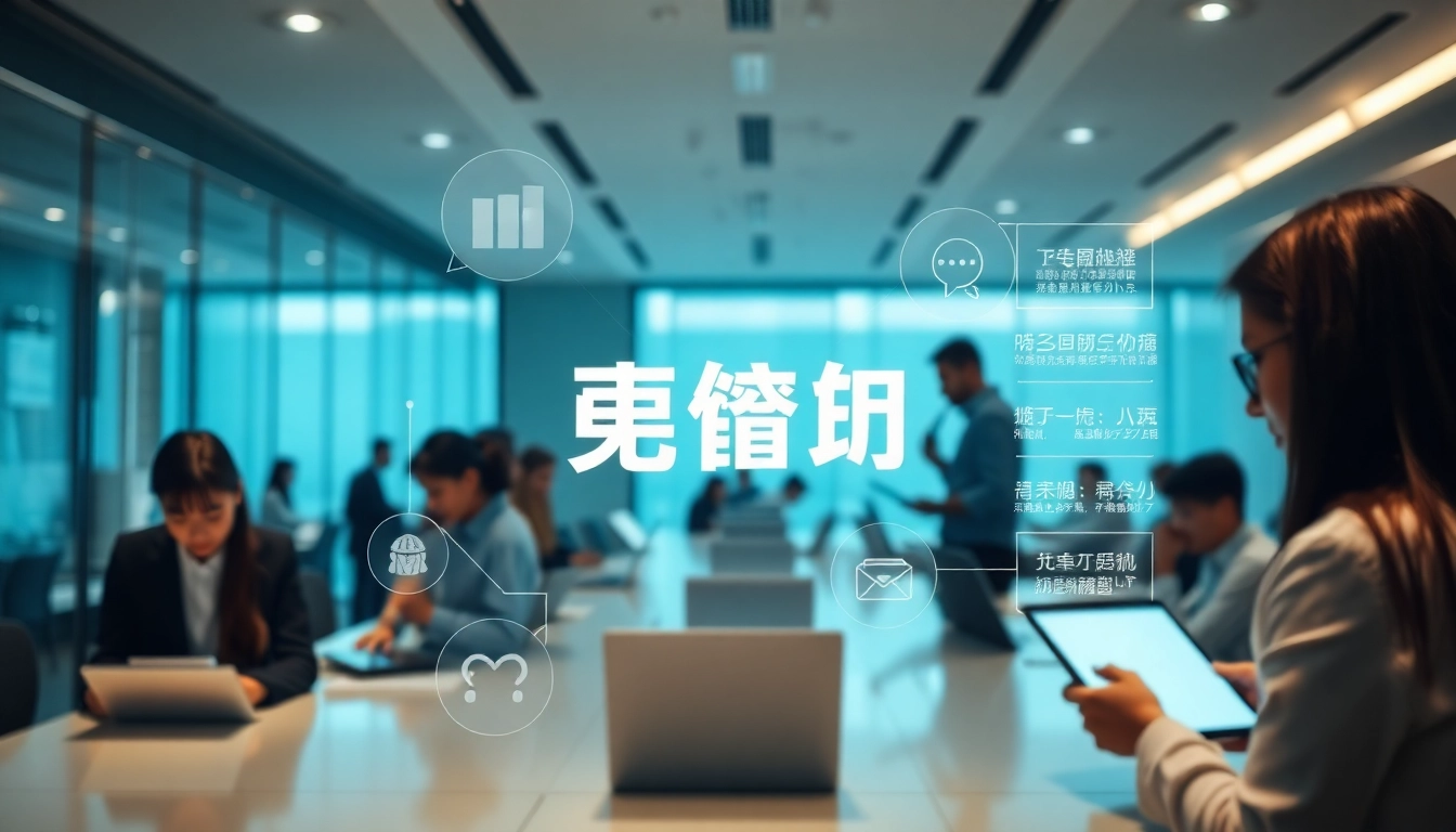 Users leveraging 有道翻译 in a modern office environment for seamless communication.