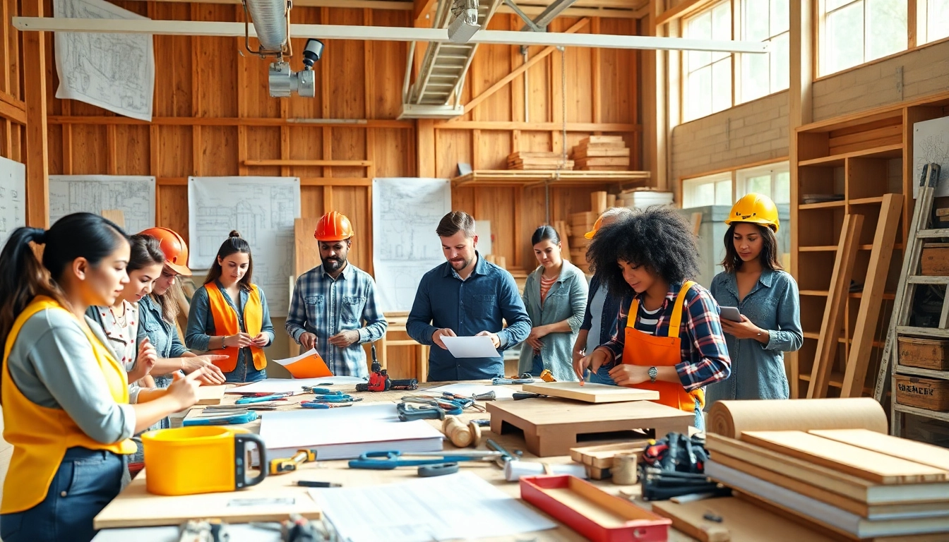 Engaging construction classes with students in a hands-on workshop environment.