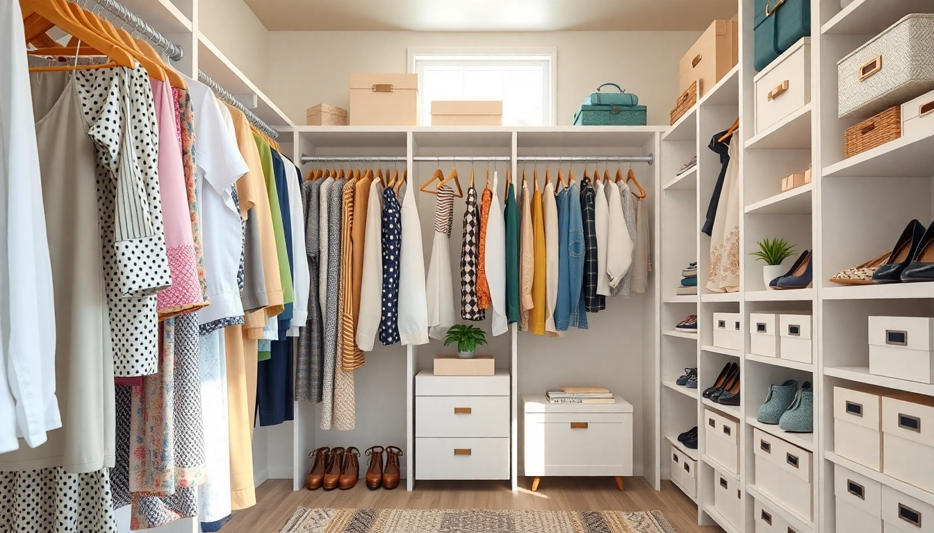 Expert closet organization solutions with stylish storage options and a bright, inviting atmosphere.
