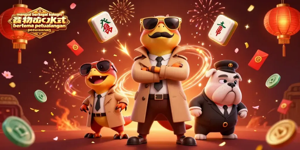 Mengenal berbagai kategori permainan slot bertema petualangan dengan ilustrasi 3D fantastis yang menampilkan raptor dan anjing pengaman di kasino.