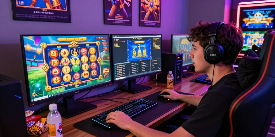 Player enjoying slot depo 1000 gaming experience at vibrant desktop setup