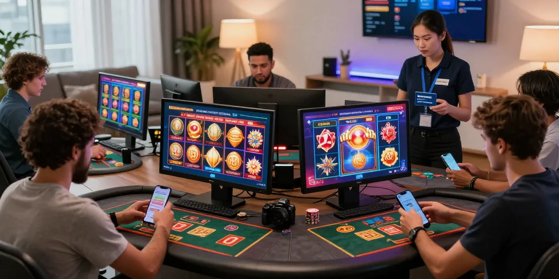 Players engaging with online credit card casinos on https://euf.co.uk, surrounded by vibrant game graphics and a lively atmosphere.