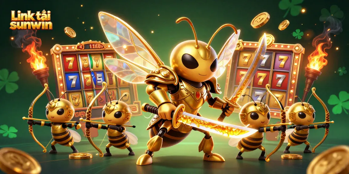 Engage with thrilling gameplay in Link tải sunwin as a golden hornet battles in a vivid casino scene.