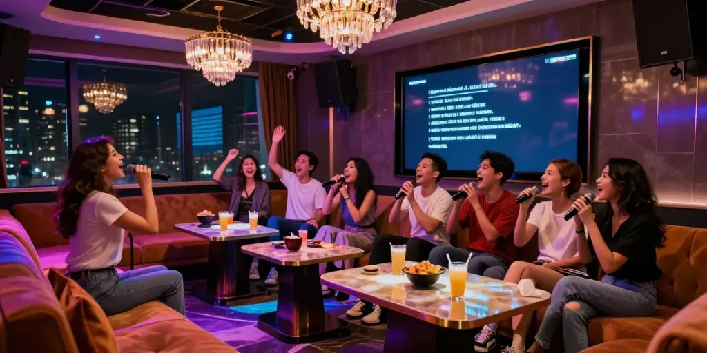 강남 달토에서 친구들과 함께 노래하는 활기찬 모습