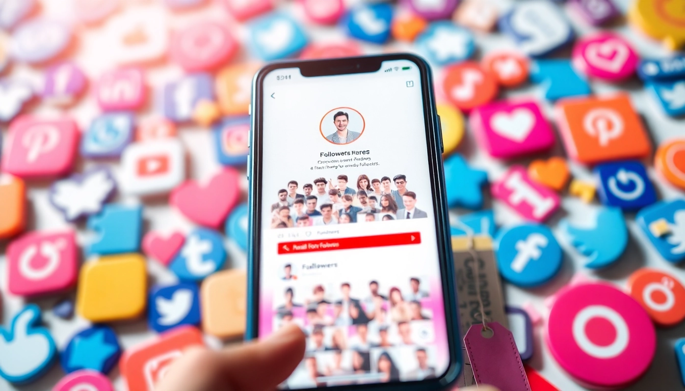 インスタ フォロワー販売のプロモーション画像、スマートフォンに多くのフォロワーが表示されています
