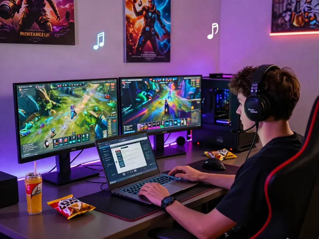 Djarumbos Login experience in a vibrant gaming setup with colorful screens and modern ambiance.
