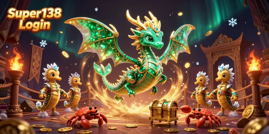 Engage with thrilling games at Super138 Login, featuring a vibrant casino scene.