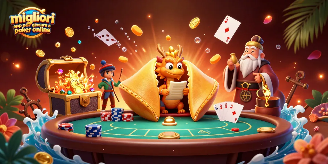 Migliori app per giocare a poker online con un tavolo da poker e un drago saggio in scena.