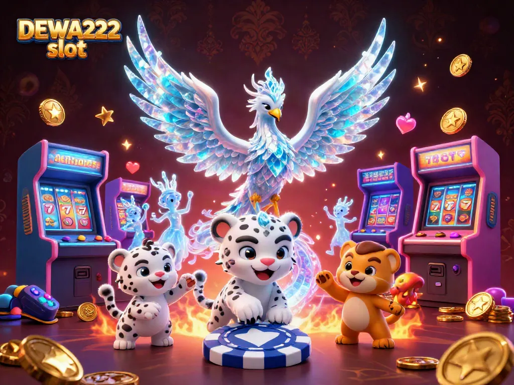 Experience the thrill of winning with DEWA222 slot featuring vibrant ice characters and dynamic gambling elements.
