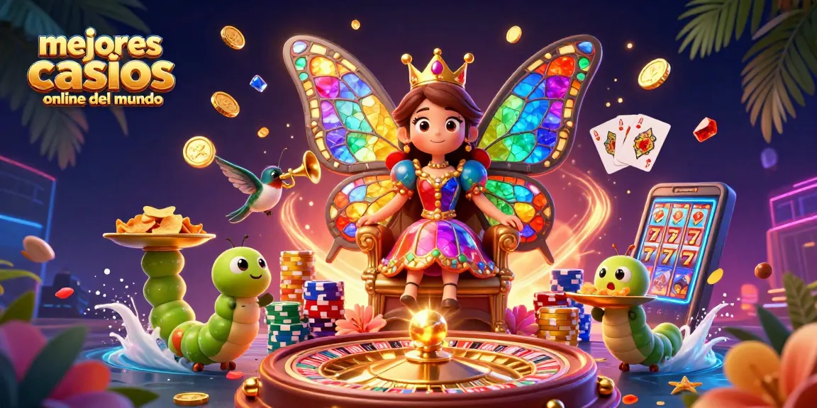 Ver los mejores casinos online del mundo en una ilustración 3D vibrante.