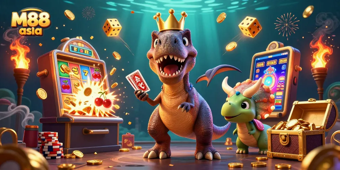 Engage in the thrilling world of M88 asia with a vibrant 3D illustration showcasing casino fun