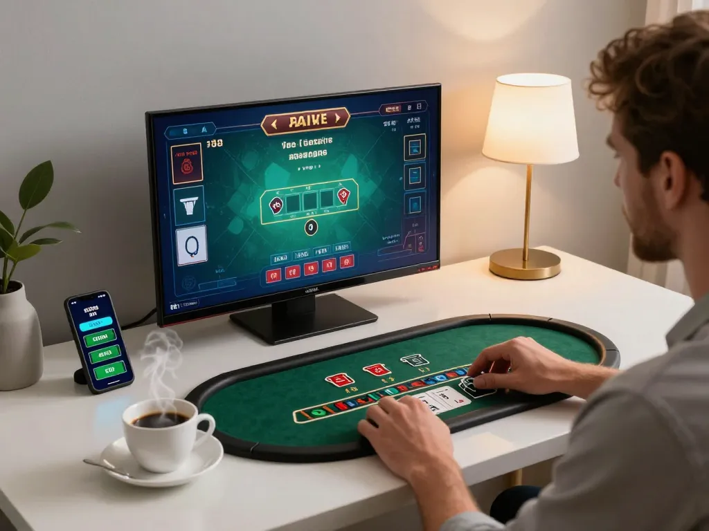 tv88 player engaged in live dealer blackjack game at stylish home desk