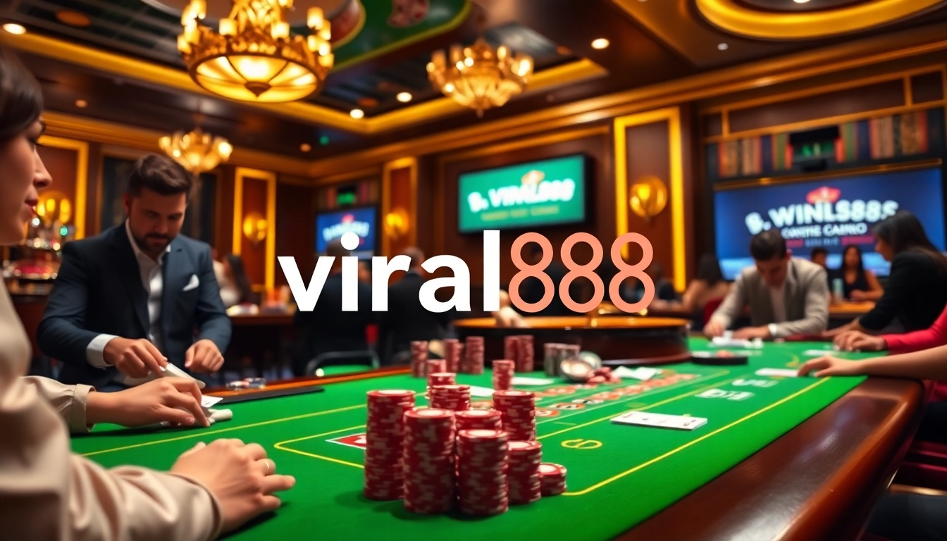 Experience the excitement of viral88 with players engaged in a high-stakes casino setting.