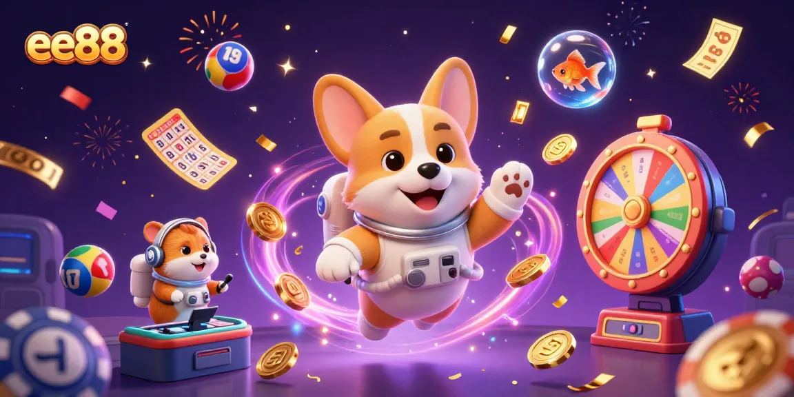 Experience exciting games at ee88 with a vibrant space-themed casino scene.