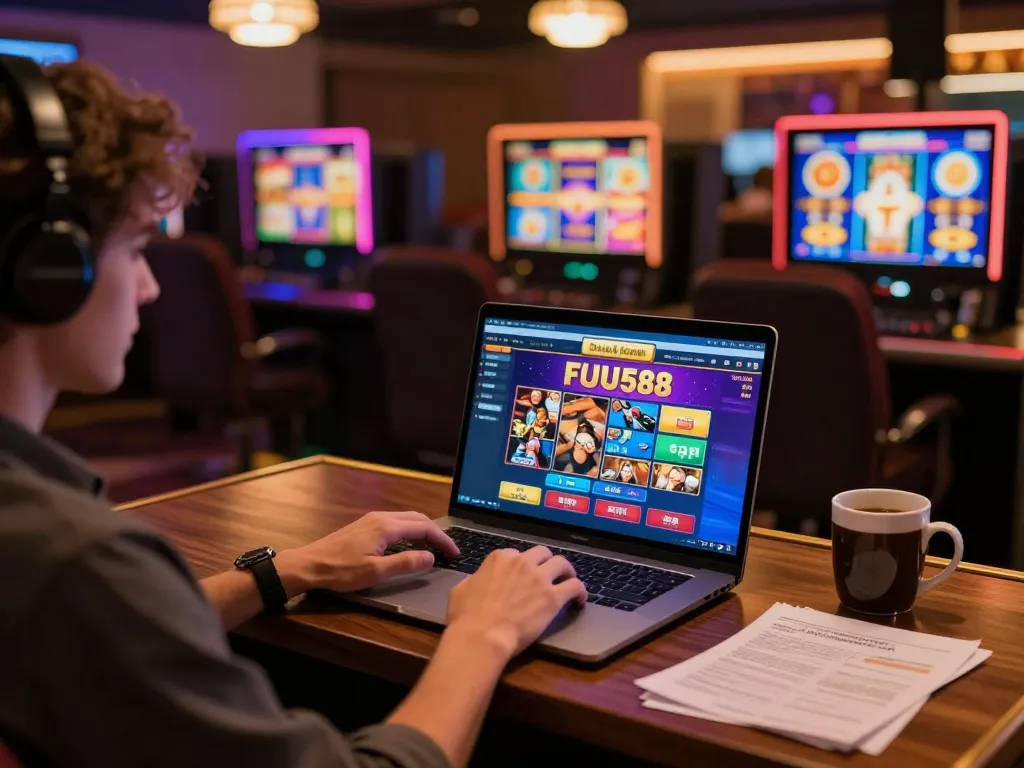 Player enjoying an engaging online gaming session at five88 with coffee and strategy notes visible