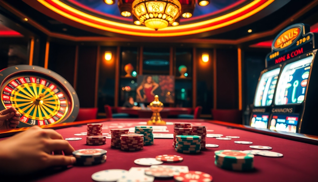 Experience the thrill of gambling at RR99 com with an engaging casino scene showcasing cards and chips.