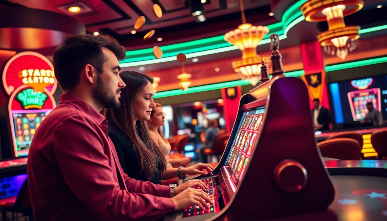 Players winning big at a vibrant pragmatic slot machine in a luxurious casino setting.