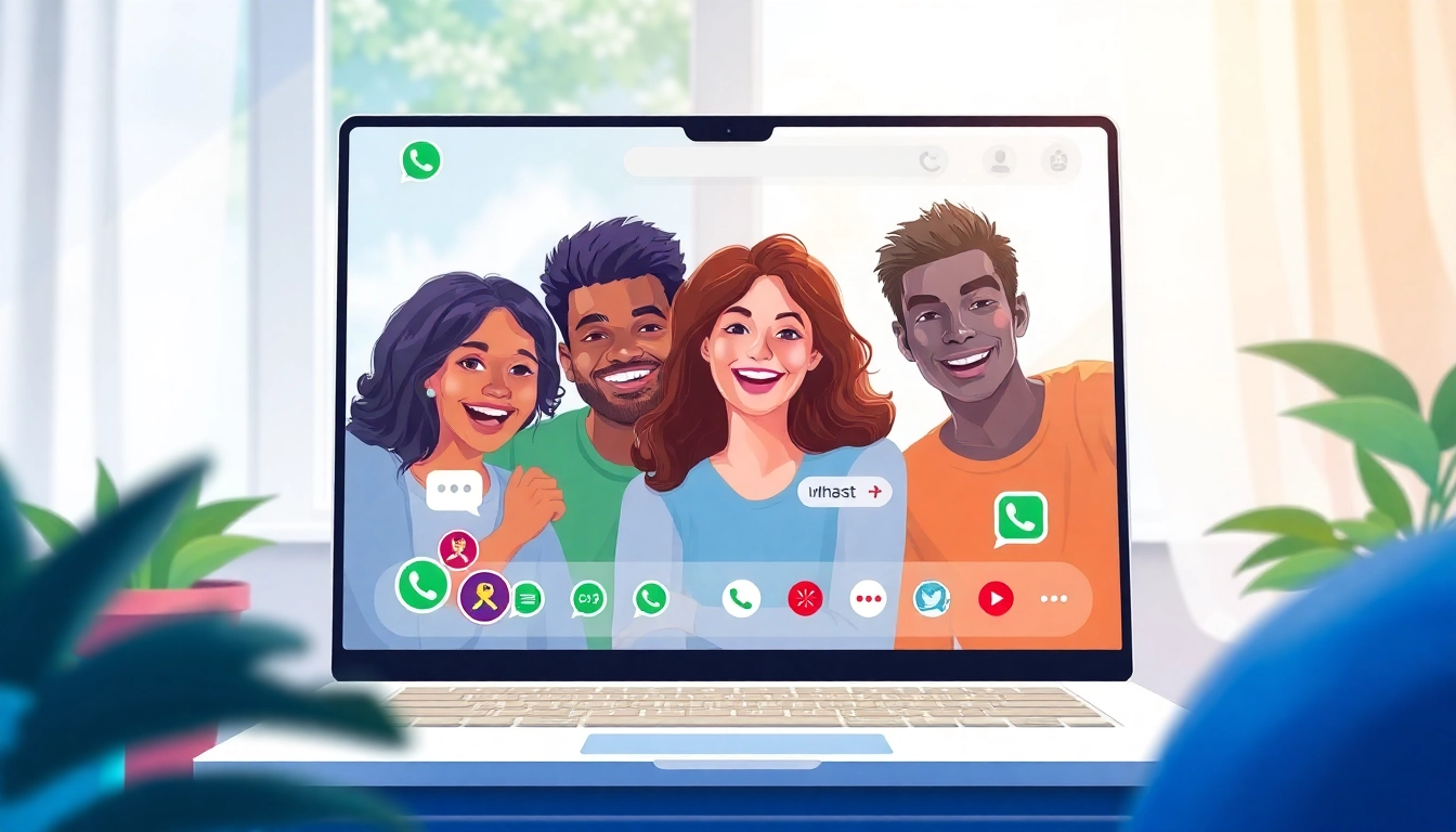通过 WhatsApp Web 与朋友进行视频通话,展示快连官网的功能。