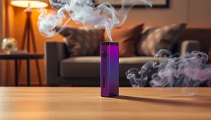Elfbar Vape-Gerät vor einem minimalistischen Hintergrund in entspannter Atmosphäre.