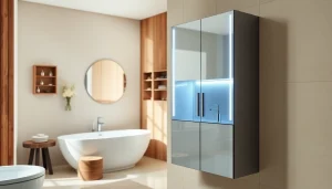 Eleganter sonni Spiegelschrank mit modernem Design und LED-Beleuchtung im Badezimmer