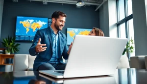 Engaging real estate professional analyzing logistics data, symbolizing Real Estate & Logistics integration.