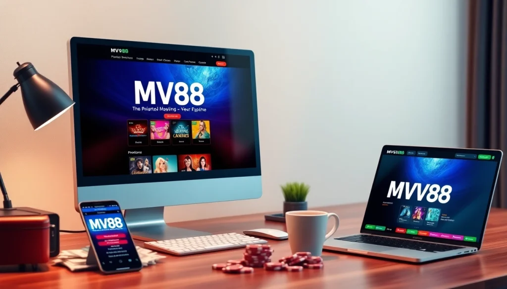 MV88 online gambling platform interface showing promotions and app usability.