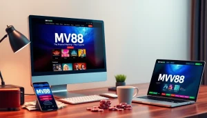 MV88 online gambling platform interface showing promotions and app usability.