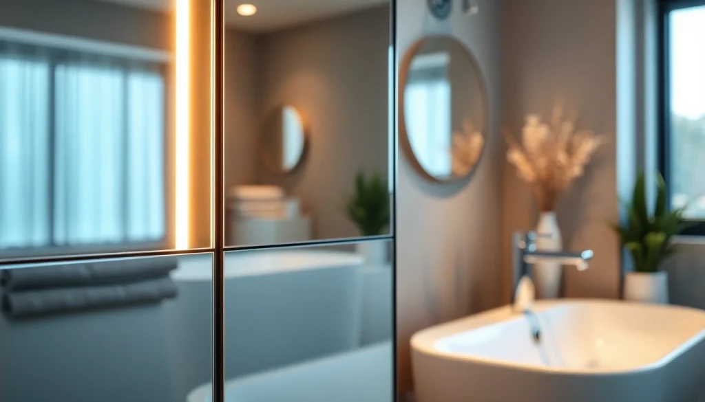 Stylish sonni Spiegelschrank with LED illumination enhancing a modern bathroom setting.